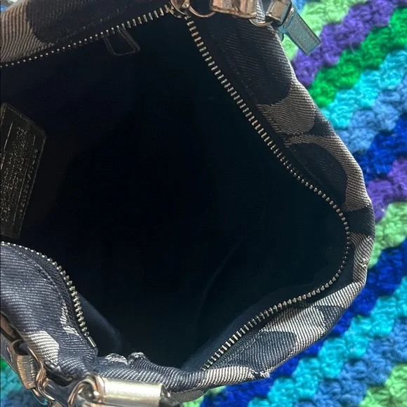 Coach Blue Denim and Gray Signature Crossbody with Metallic Band - Picture 5 of 10